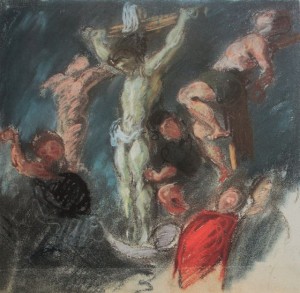 Eugene Delacroix, "Sketch after Ruben's painting, "Coup de Lance," c.1839, pastel, 12 5/8 x 12 1/2 in, Musee du Louvre, Paris
