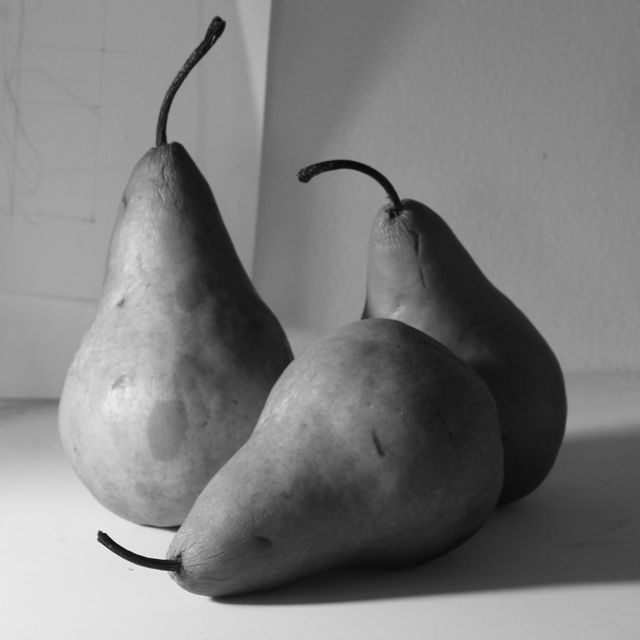 The pears shown in black and white