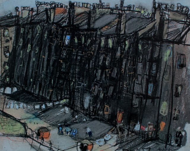 Joan Eardley, "A Glasgow Tenement," c.1959-62, pastel, 7 7/8 x 9 7/8 in, Private Collection