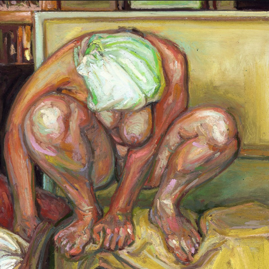 Cameron Hampton, "Crouching Nude Study," Pastel on La Carte paper, 8 x 8 in