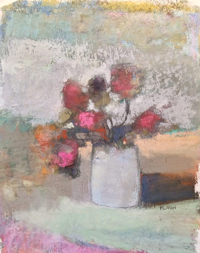 Casey Klahn, "Mixed Floral," 2014, pastel, oil stick, and graphite, 8 3/4 x 7 in