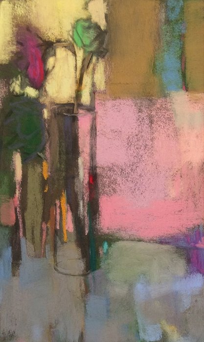 Casey Klahn, "Pink Flute," 2014, pastel and charcoal, 12 3/4 x 7 ?