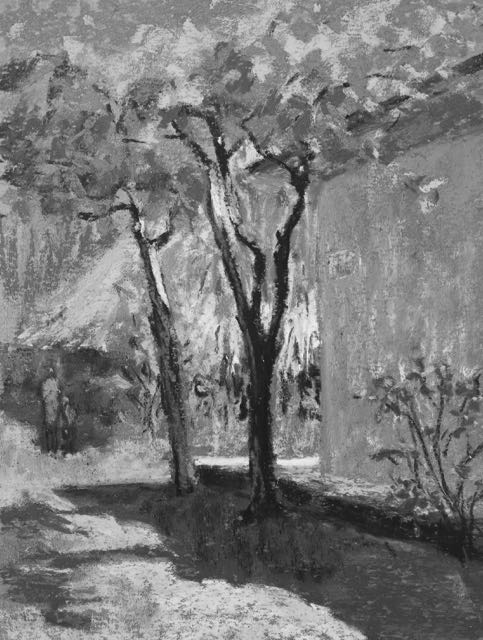 8. The final plein air pastel as seen in black and white