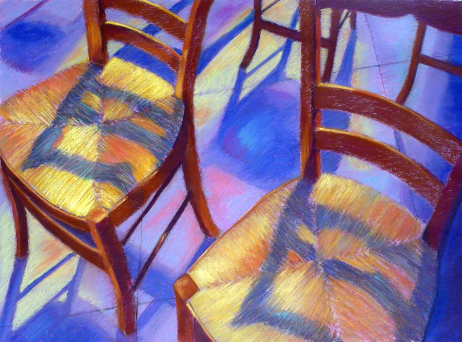 Arlene Richman, "French Church Chairs," pastel, 21 x 29 in