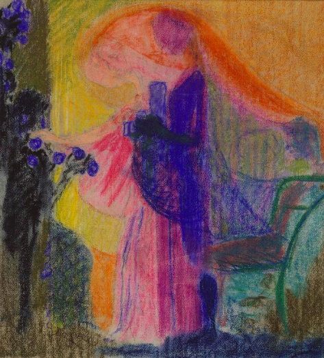 Frantisek Kupka, "Woman Cutting Flowers III," 1909, pastel on paper, 16 5/8 x 15 3/8 in (42.3 x 39 cm),  Musee National d'Art Moderne, Centre Pompidou, Paris