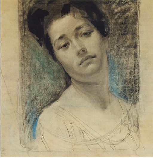 Frantisek Kupka, "Woman's Face," 1909, pastel, charcoal and ink on paper, 16 5/8 x 15 3/8 in (42.3 x 39 cm), Musee National d'Art Moderne, Centre Pompidou, Paris