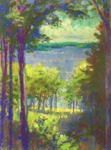 9. Gail Sibley, View From Sherwoods, pastel on Wallis paper, 9 x 12 in. Small tweaks made and I called it quits. I may still need to look at it in the studio but for now, this plein air pastel is finished!