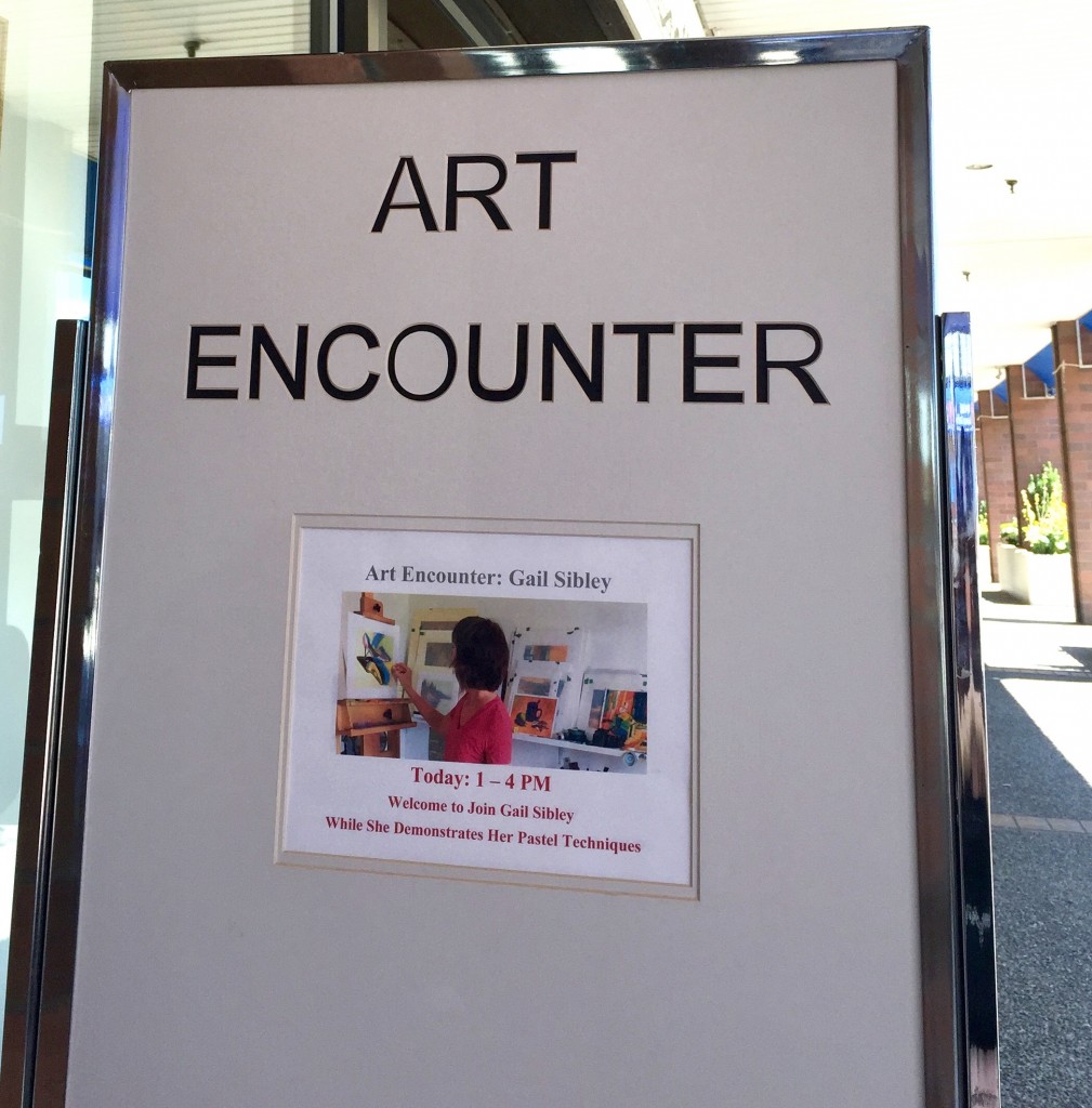 It was exciting to see my still life demo being advertised outside the doors of the prestigious Peninsula Gallery!