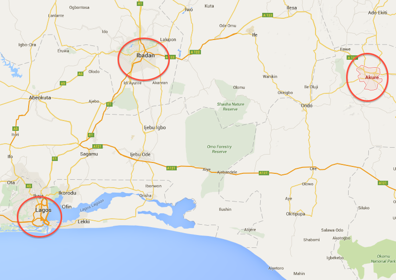 Detail of map of Nigeria