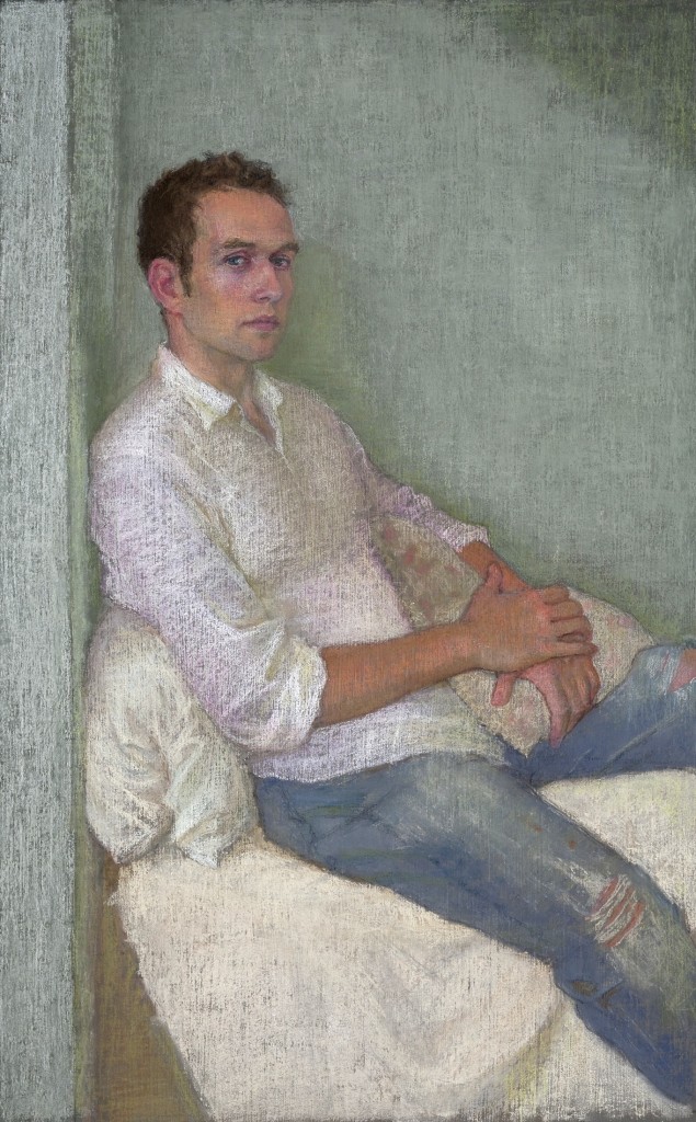 Ellen Eagle, “Anastasio with Pillow,” 2010, pastel on pumice board, 18½ x 11¾ in.