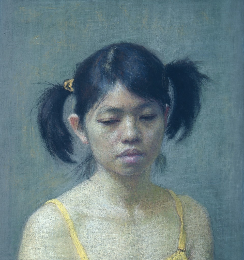 Ellen Eagle, “Mei-Chiao (Yellow Blouse),” 2002, pastel on pumice board, 6½ x 6¼ in.