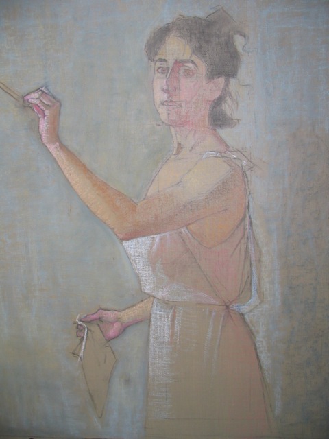 Ellen Eagle, “Winter 2006-2007,” 2006-2007, pastel on pumice board, 17 1/4  x 16 5/8 in. Very early stage