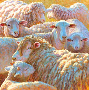 Rita Kirkman, "Counting Sheep," 2015, pastel, 32 x 32 in - sold