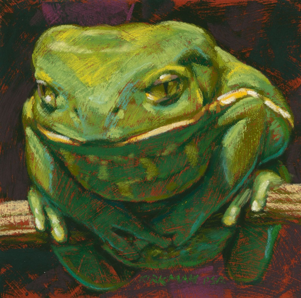 Rita Kirkman, "Frog #7," 2012, pastel,  6 x 6 in - sold 