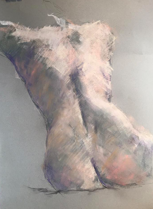 February's Fabulous Pastels: Shelagh Morgan, 'Life drawing sketch,' pastels on Canson Mi-Teintes paper, 29 1/2 x 21 5/8 in (75 x 55 cm )