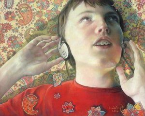 Pastel Pleasures: Emily Christoff Flowers, "Listening To Maynard Ferguson," pastel on Pastelmat, 16 x 20 in
