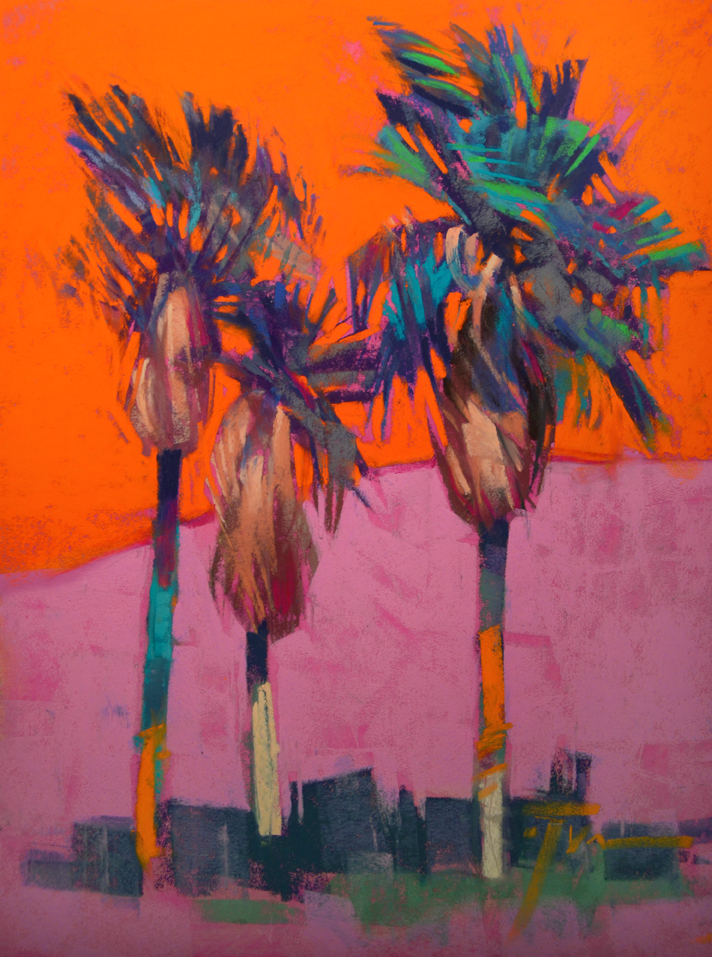 Jen Evenhus, "Paint Pony Palms," pastel on UArt paper, 12 x 9 in