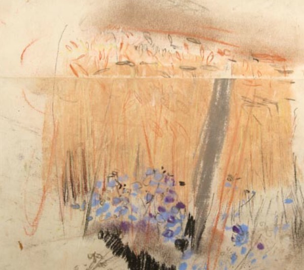 Joan Eardley and her pastel landscapes: Joan Eardley, "Landscape Study," pastel on joined paper, 8 1/2 x 9 in, Gracefield Arts Centre, Dumfries, Scotland