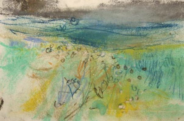 Joan Eardley and her pastel landscapes: Joan Eardley, "Small Landscape Sketch," pastel, 5 x 8 in, Gracefield Arts Centre, Dumfries, Scotland