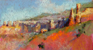 May's Marvellous Pastels: Denali Brooke, "Ghost Ranch Morning," plein air pastel, 5 x10 in