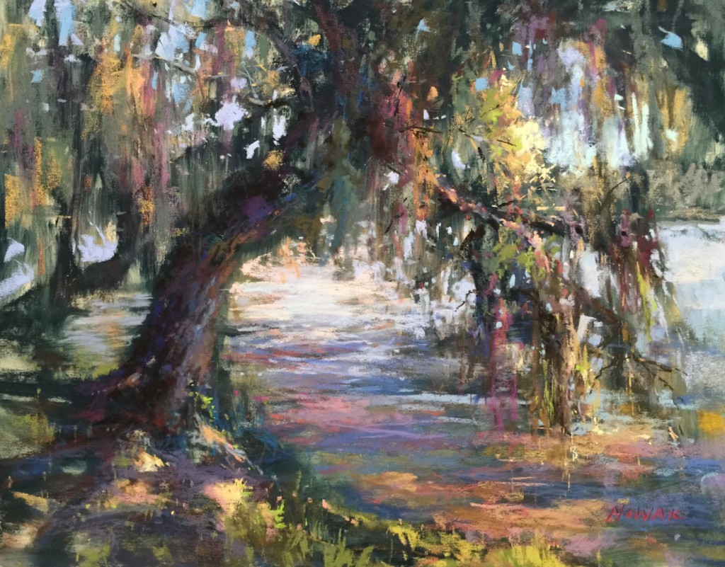 Nancy Nowak, "Dripping," 2016, pastel on UArt, 11 x 14 in. Also painted in Lake Kiawah. My host took me to Magnolia Garden for a day of painting together. 