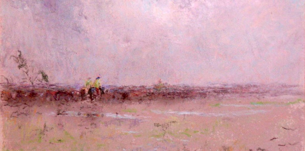 Frank Reaugh, "Rainy Day," ca. 1890-1900, pastel on paper, 4 1:4 x 7 9:16 in, Panhandle-Plains Historical Museum, Frank Reaugh Estate Collection.