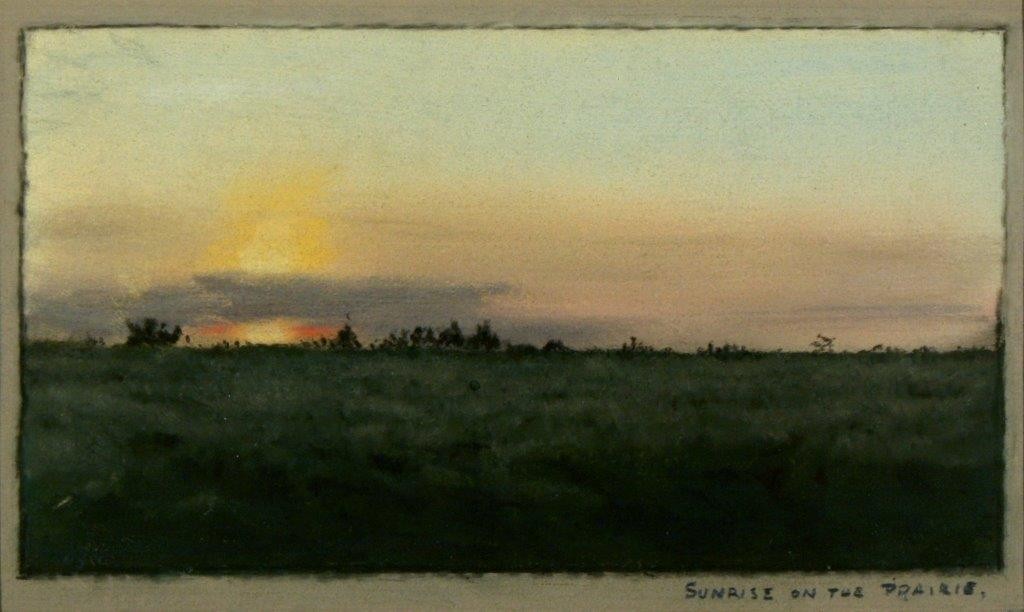 Frank Reaugh, "Sunrise on the Prairie," 1884, pastel on paper, 5 5/8 x 8 3/4 in, Panhandle-Plains Historical Museum, Frank Reaugh Estate Collection 
