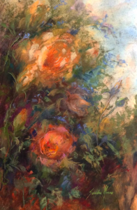 July's Glorious Pastels: Sandra Nunes, "Mini Roses by the Window," pastels on Wallis paper, 15 3/4 x 9 7/8 in (40 x 25 cm)