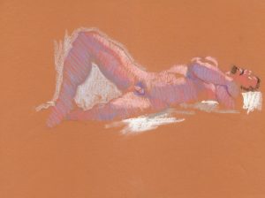 Duane Wakeham, "David Sleeping," pastel on Canson Mi-Teintes, 12 x 16 in