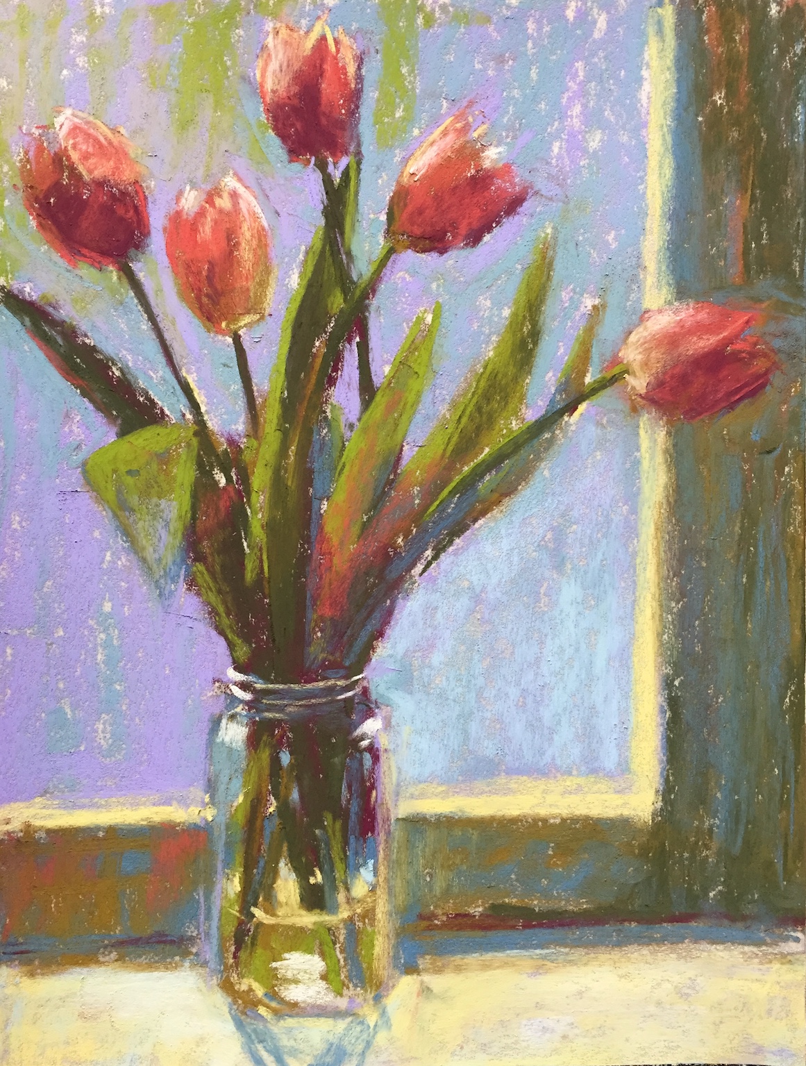 DK Project: Gail Sibley, Tulips 2, pastel, Unison pastels on UArt 500 paper, 12 x 9 in