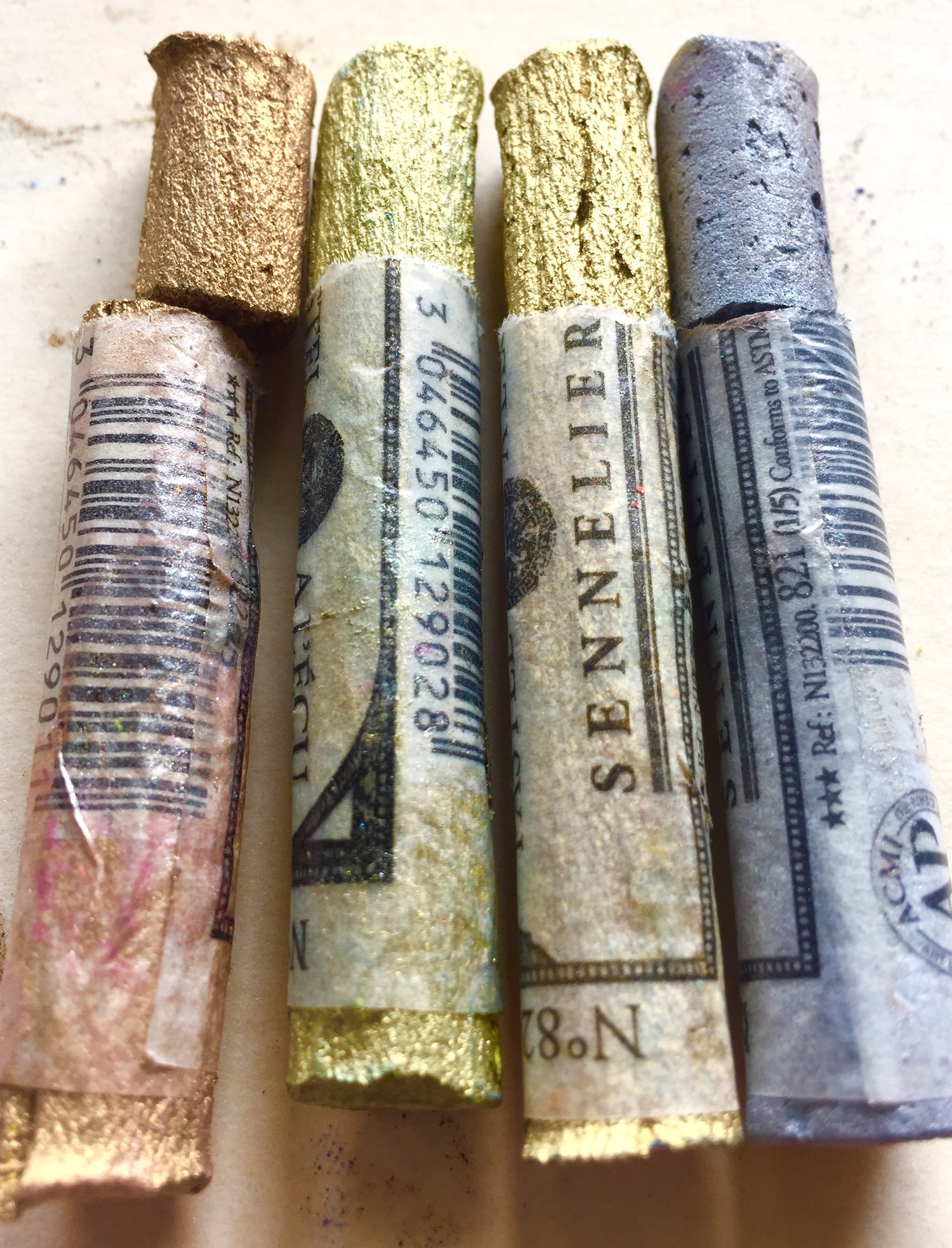 Metallic sticks from Sennelier's iridescent pastels set