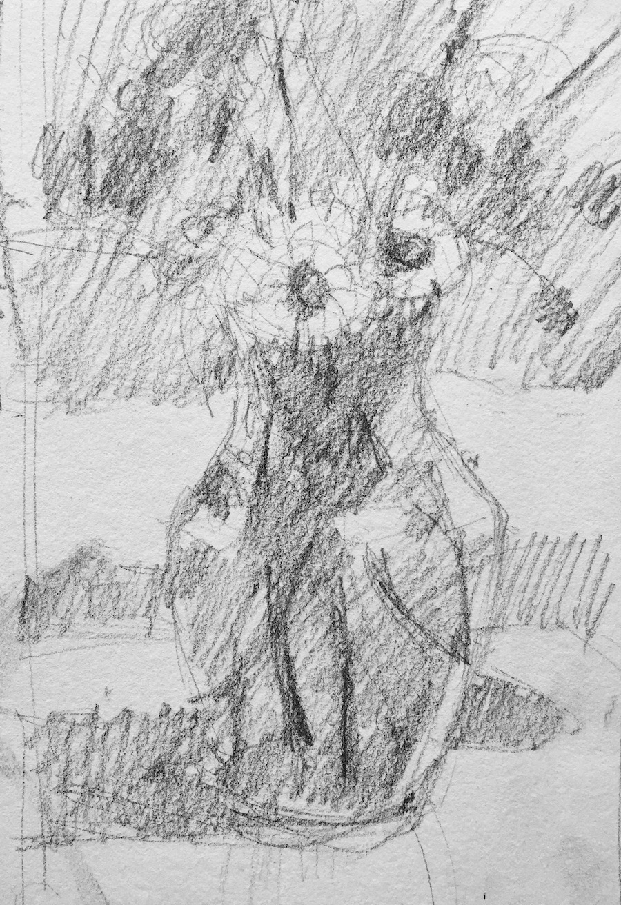 1. Thumbnail sketch in HB pencil - for Summer Flowers in a Vase