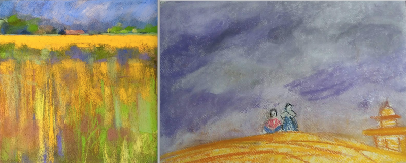 10-minute painting - landscapes. Artists (from left to right): Gareth Jones and Iris Devadason