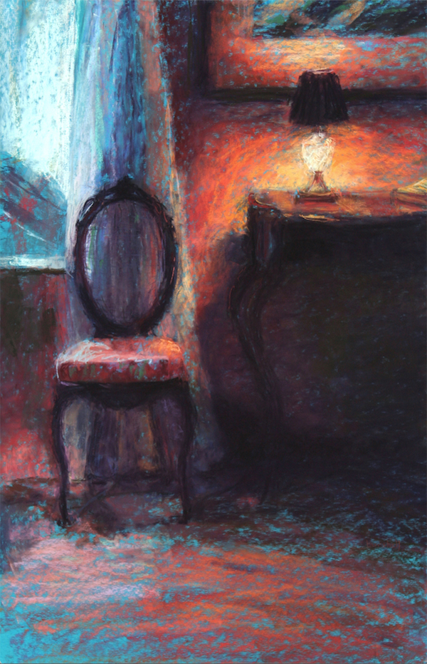 Sandra Burshell, "Warm Glow on Chartres," 2012, Pastel on UArt sanded pastel paper toned turquoise and dry-mounted, 30x20 in. Sold