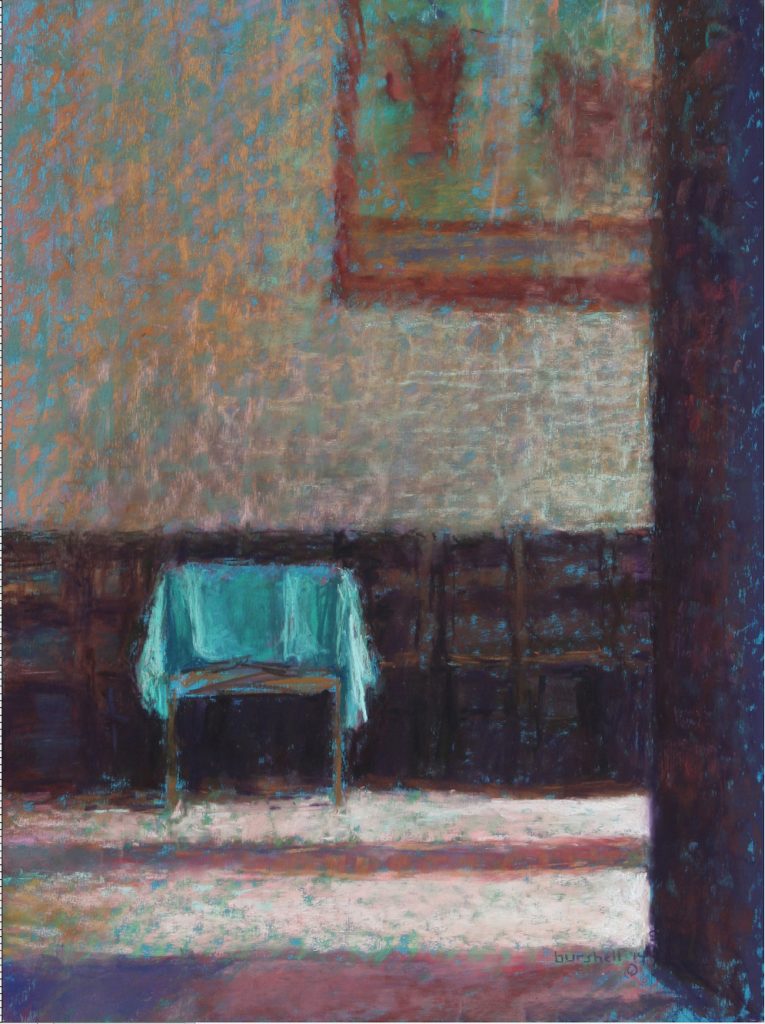 Sandra Burshell, "Monastery at Orvieto," 2014, Pastel on UArt 500 grade sanded pastel paper toned turquoise and dry-mounted to museum mounting board, 21x16 in. Sold