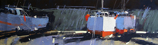 Tony Allain, "Low Tide Porthleven," pastel, 10 x 34 in