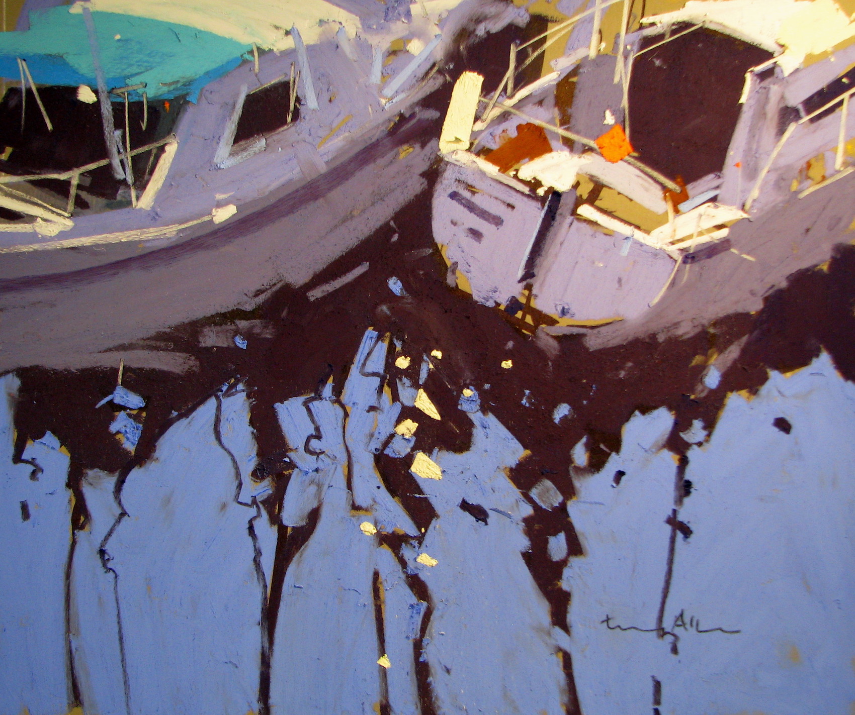 Tony Allain, "Marina Reflections," 2014, pastel on Pastel Premier paper, 10 x 14 in 