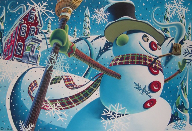 Wade Zahares, "Let’s Go Sliding," 2002, Schmincke pastel on Canson, 19 x 25 inches, Developed for Frosty the Snowman in 2002, eleven years later and a few changes he finally got published. 