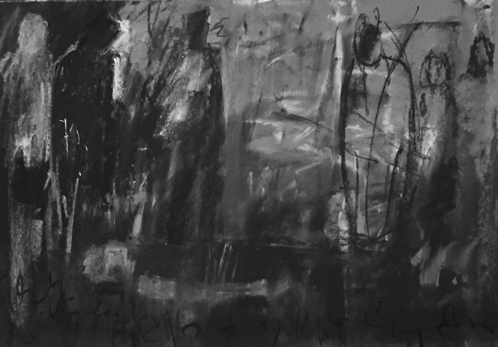 Grief and art: 10. The same image in black and white. This helps me to see what the painting needs.