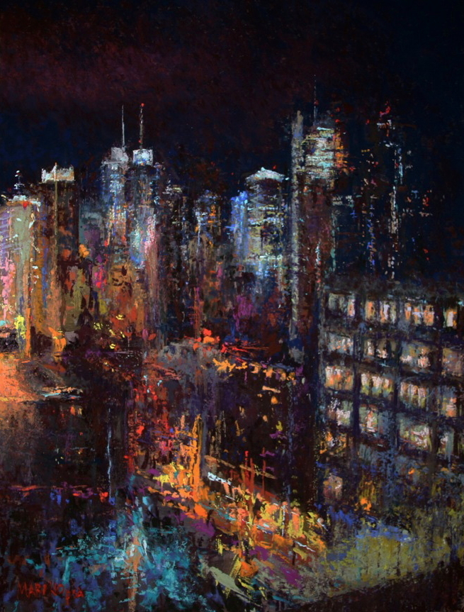 Maria Marino, "Hell's Kitchen Fury," pastel on archival board, 24 x 18 in. Sold.