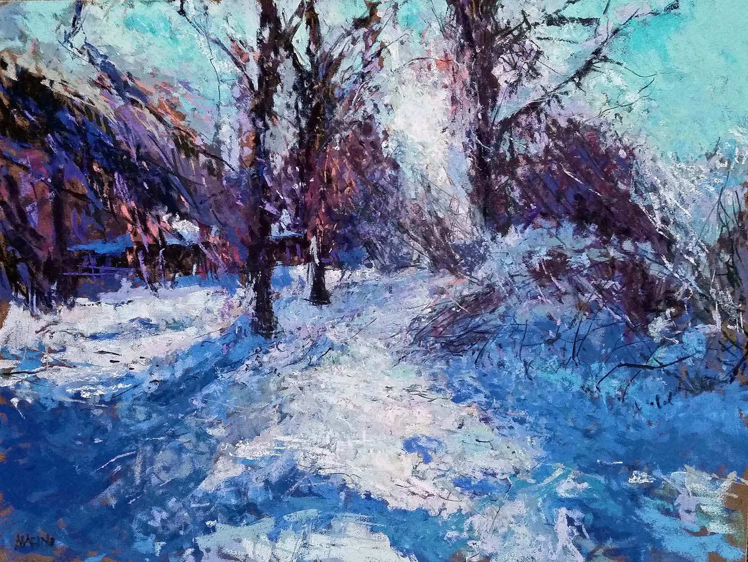 Maria Marino, "First Snow," pastel on LaCarte paper, 12 x 16 in. Sold