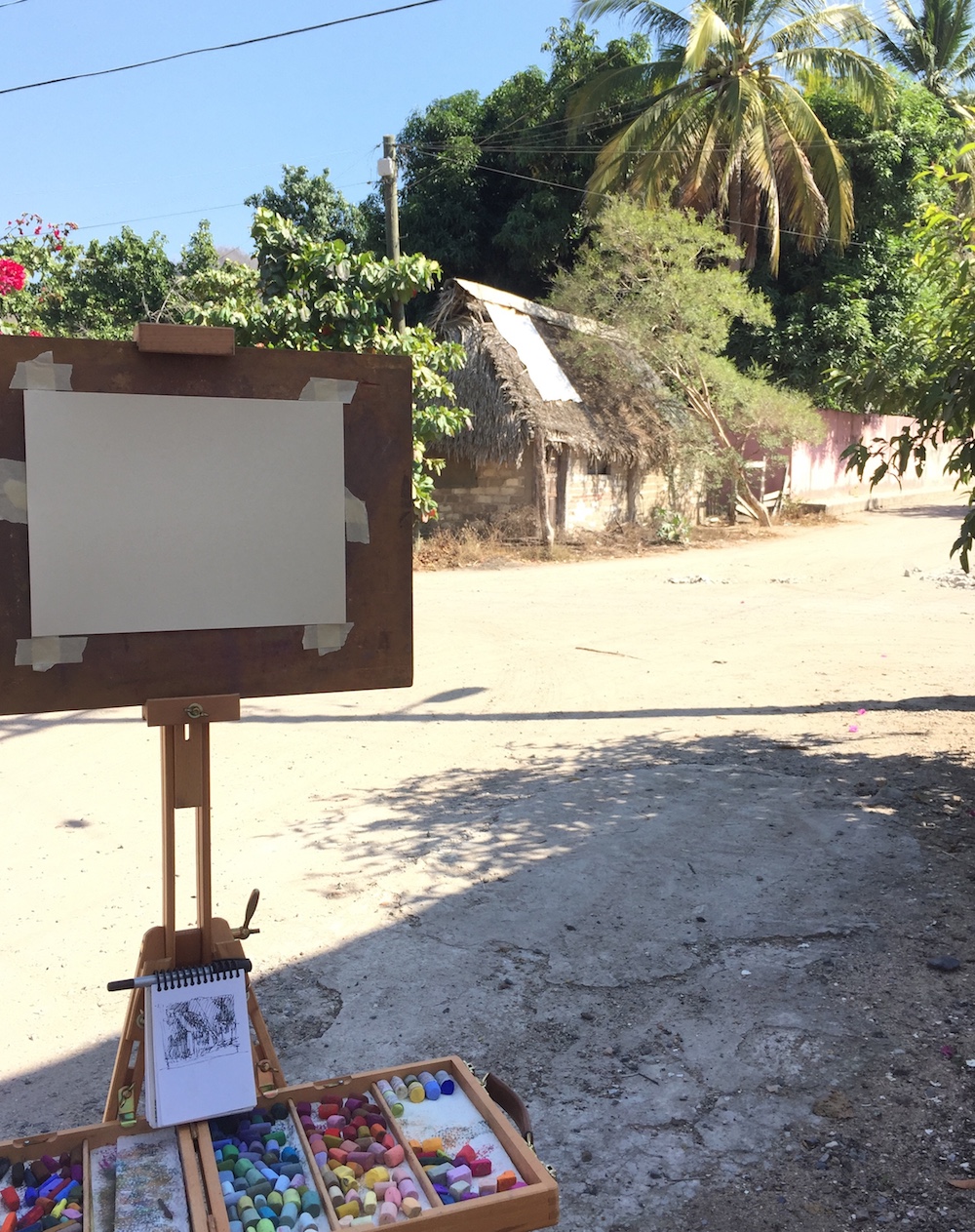 Changing Things Up: Easel set up on location.