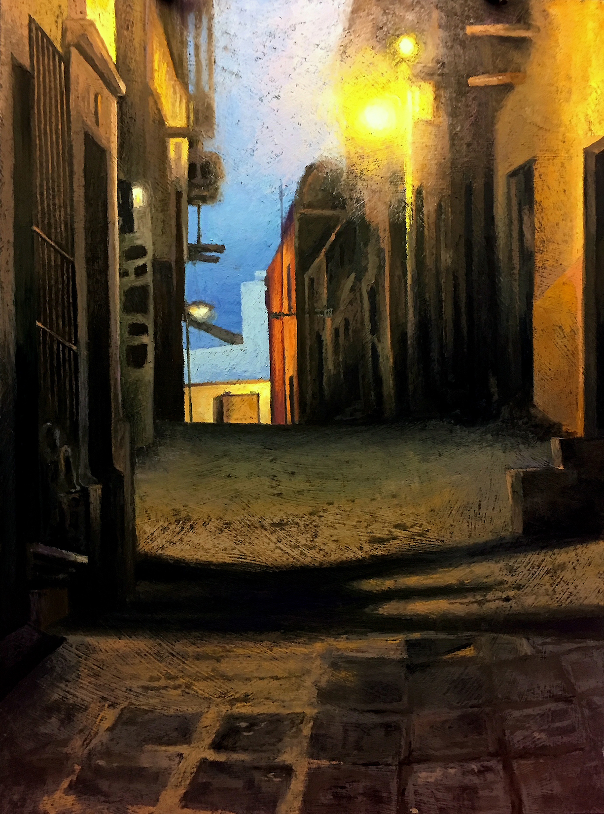 Chris Ivers, "Right Up My Alley," pastel on textured Gator Board, 24 x 18 in.