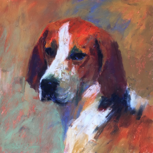 Painting the Unfamiliar: Gail Sibley, "Cavelier," Mount Vision pastels on Pastel Premier (white) paper, 9 x 9 in