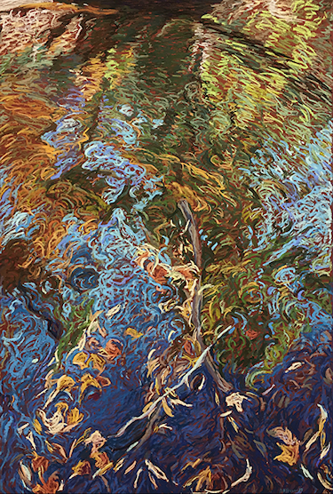 Awesome pastels: Denise Presnell, "Watermarks with Leaves," pastel on paper, 35 x 23 1/2 in