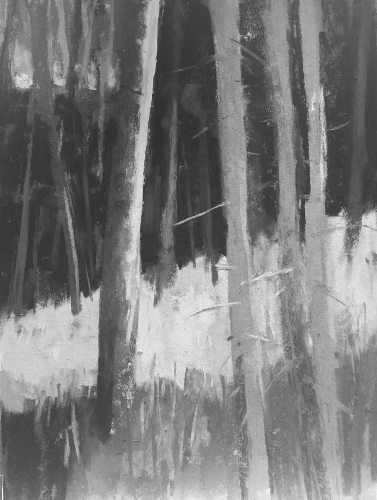 Painting summer greens in soft pastels: And how it looks in black and white