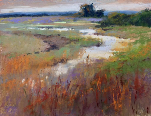 Juicy Pastels: Willo Balfrey, "Morning On The Canal," pastel, 9 x 12 in
