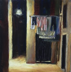 Painting a night scene: Gail Sibley, "Night Laundry," Unison pastels on Pastel Premier paper, 8 x 8 in. Private Collection.