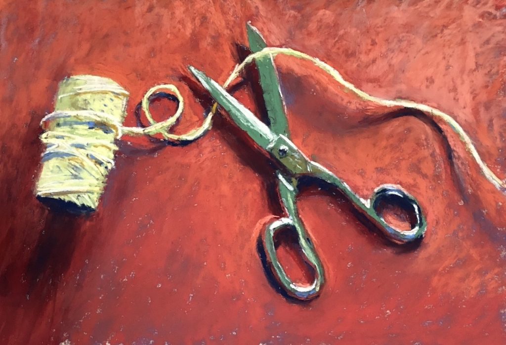 Make Time For Art: Gail Sibley, "Scissors 8 - Fit To Be Tied," Unison Colour pastels on UART 500, 8 x 12 in. Sold