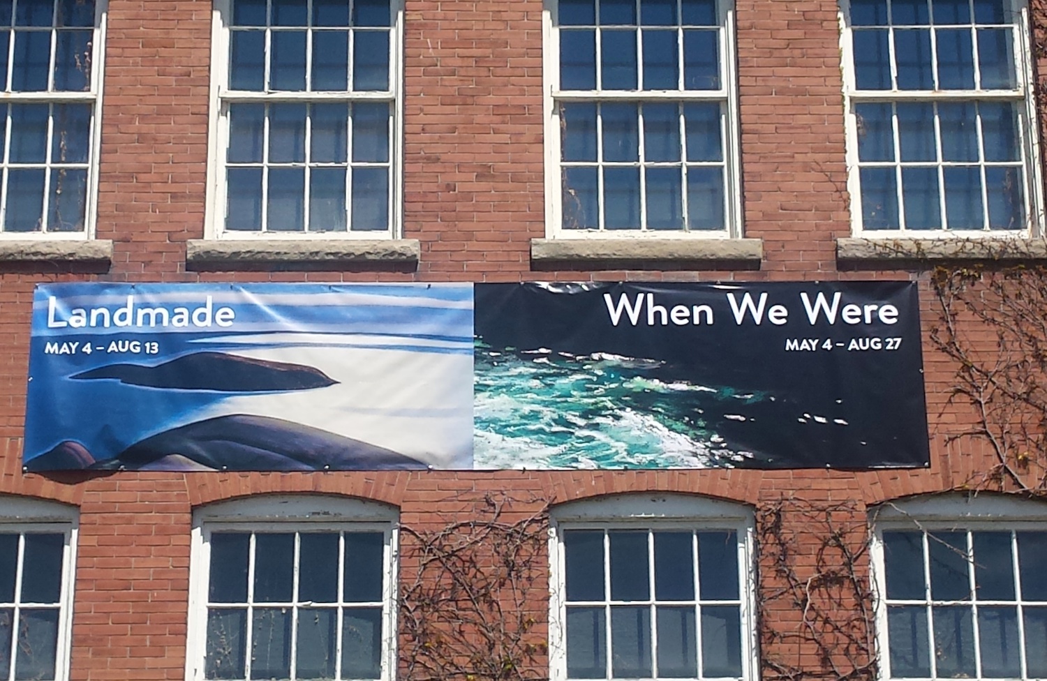 Jessica Masters, When We Were Banner at the AGG, 2017. The banner uses a cropping of my work and Lawren Harris’s.
